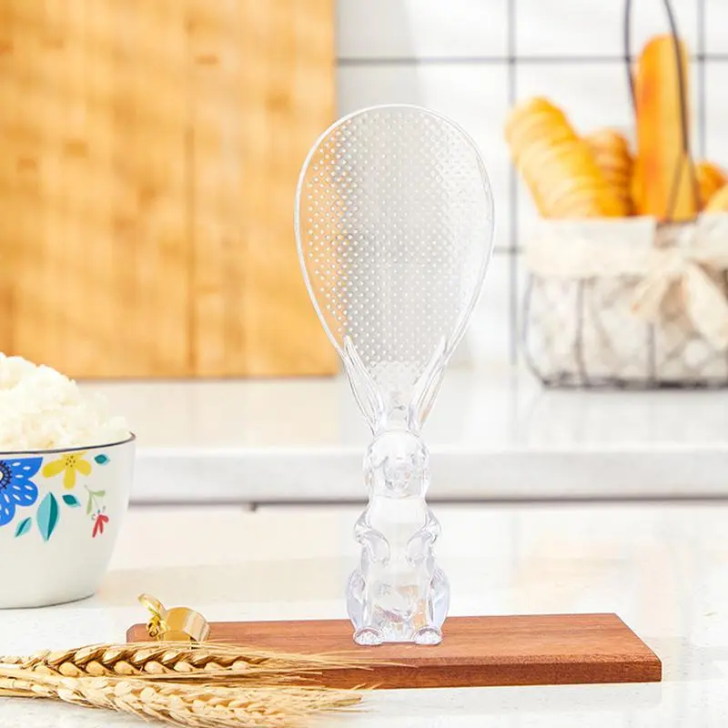 Rice Paddle Bunny Shape Clear Scooper Multifunctional Flat Standing Rice Spoon For Mixing Baking Stirring Scooping Serving