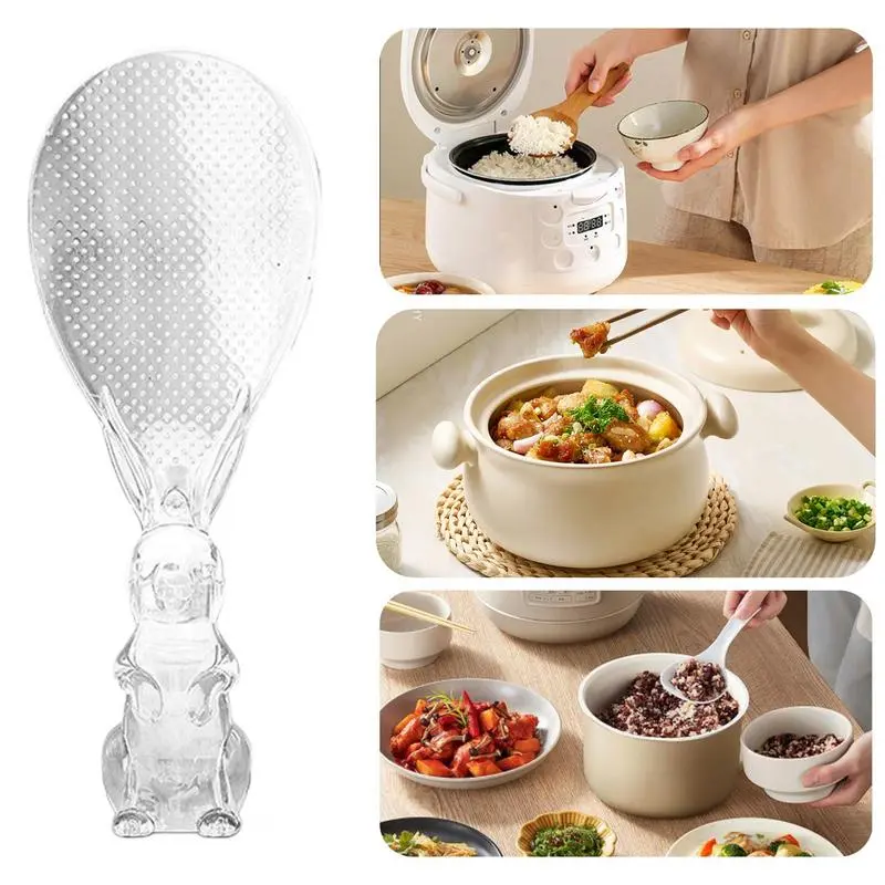 Rice Paddle Bunny Shape Clear Scooper Multifunctional Flat Standing Rice Spoon For Mixing Baking Stirring Scooping Serving