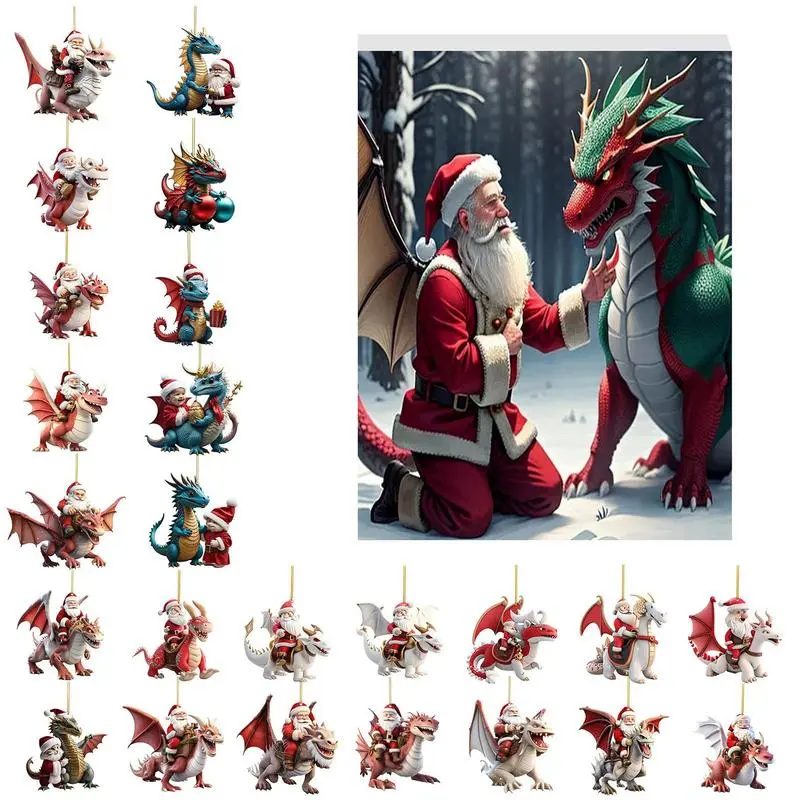 Christmas Dragon Advent Calendar Dinosaur Advent Stuffers Supplies Cute acrylic Dinosaur Pendant Christmas Countdown Calendar