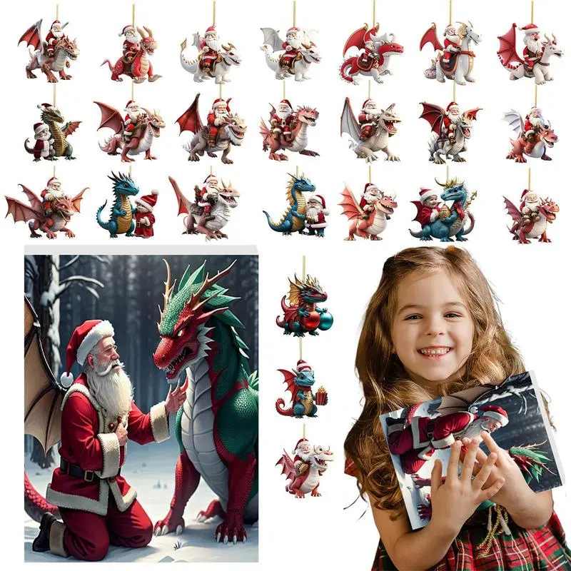 Christmas Dragon Advent Calendar Dinosaur Advent Stuffers Supplies Cute acrylic Dinosaur Pendant Christmas Countdown Calendar