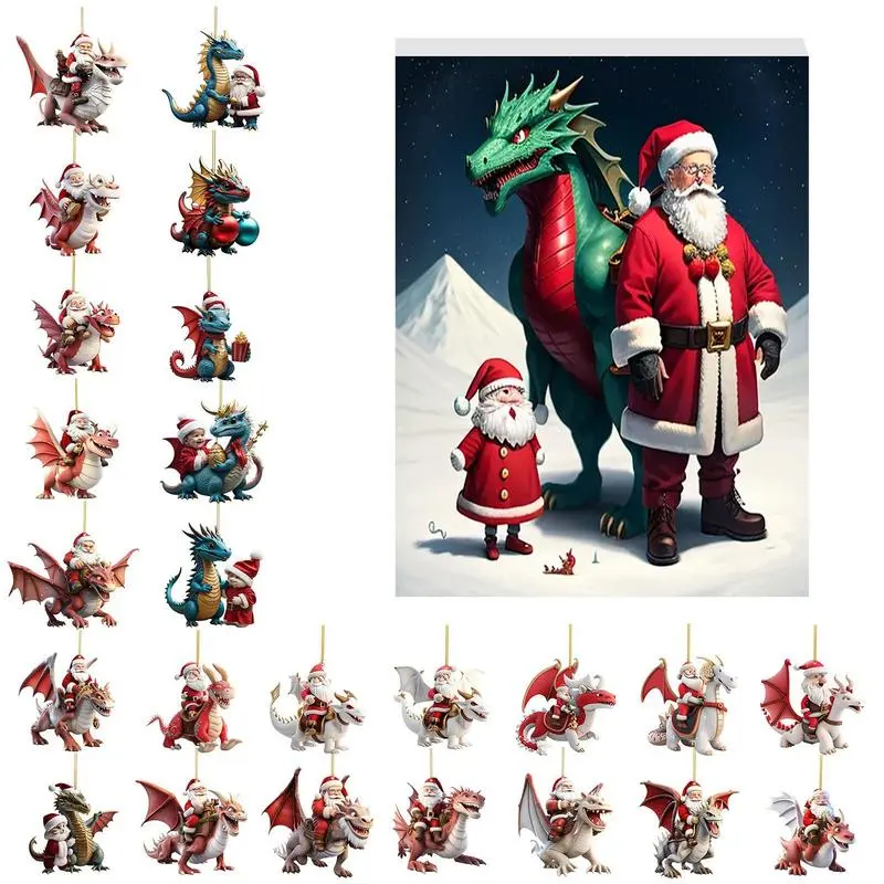 Christmas Dragon Advent Calendar Dinosaur Advent Stuffers Supplies Cute acrylic Dinosaur Pendant Christmas Countdown Calendar