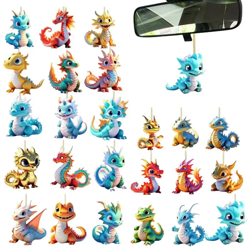 2024 Christmas Countdown Calendar Dragon Baby Christmas Advent Calendar 2D Flat Acrylic Dinosaur Baby Christmas Tree Pendant