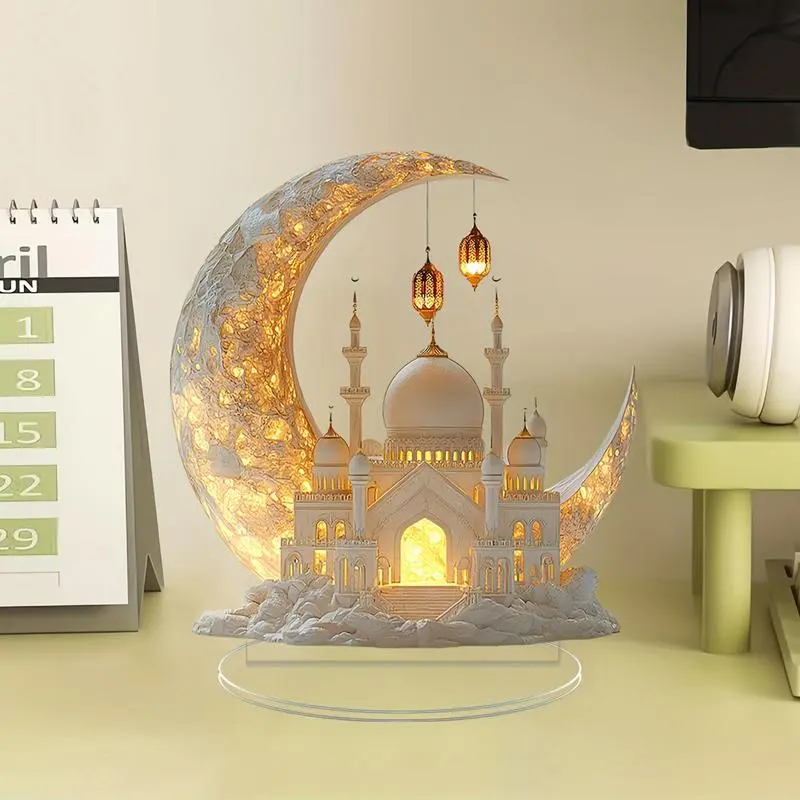 Eid Table Sign Crescent Castle Ornaments Ramadan Dining Table Living Room Decor Charming Eid Table Sign Moon Castle Ornaments