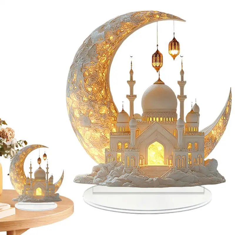 Eid Table Sign Crescent Castle Ornaments Ramadan Dining Table Living Room Decor Charming Eid Table Sign Moon Castle Ornaments