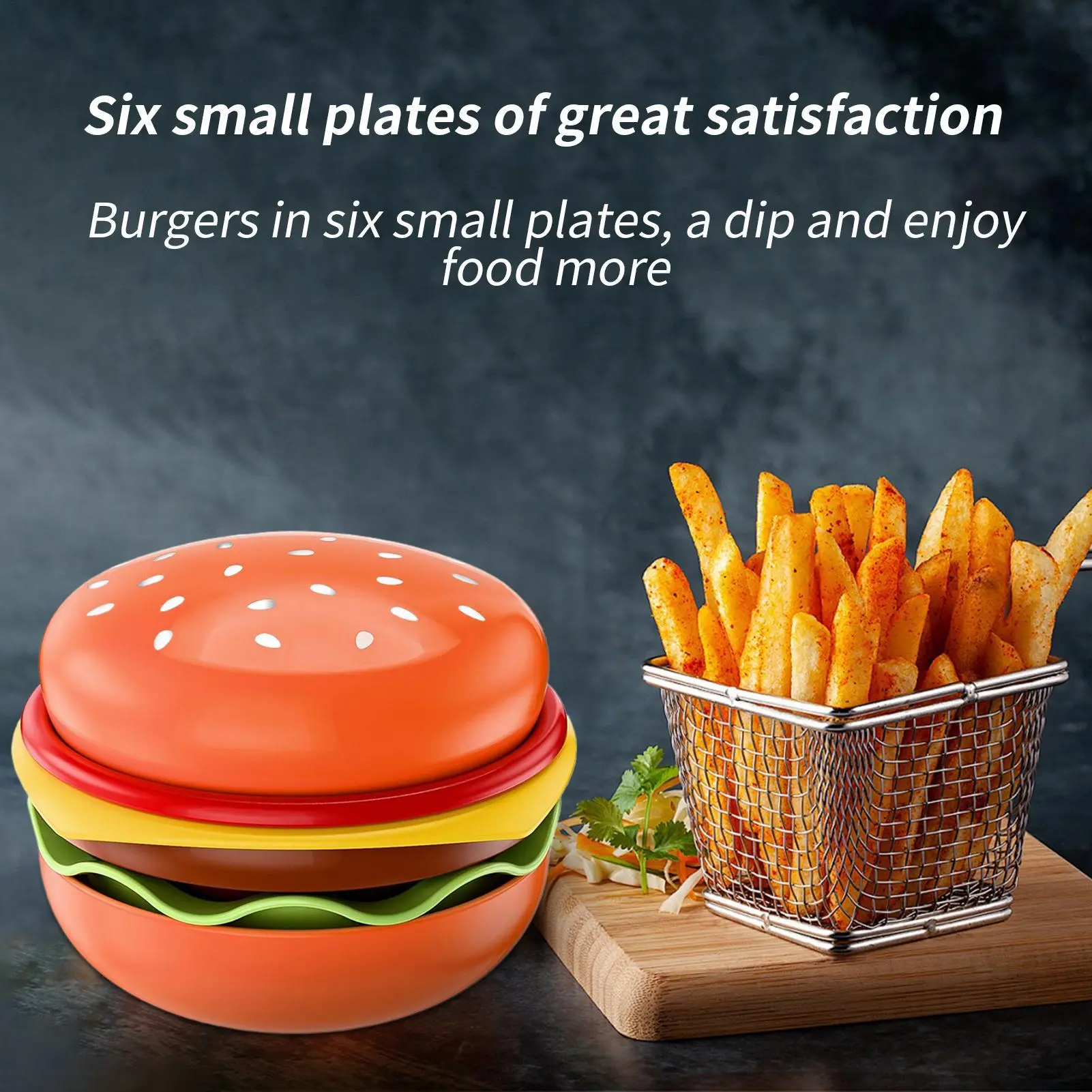 Cute Plates Hamburger-Shaped Dip Dish Multi-functional Dinnerware Set Stackable Bowls For Home Kitchen Snack Restaurant Picnic