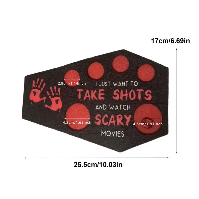 Shot Glass Holder Tray Wine Shot Glass Tray Coffin-shaped Wooden Serving Board Horror Serving Tray Halloween Shot Glass Holder
