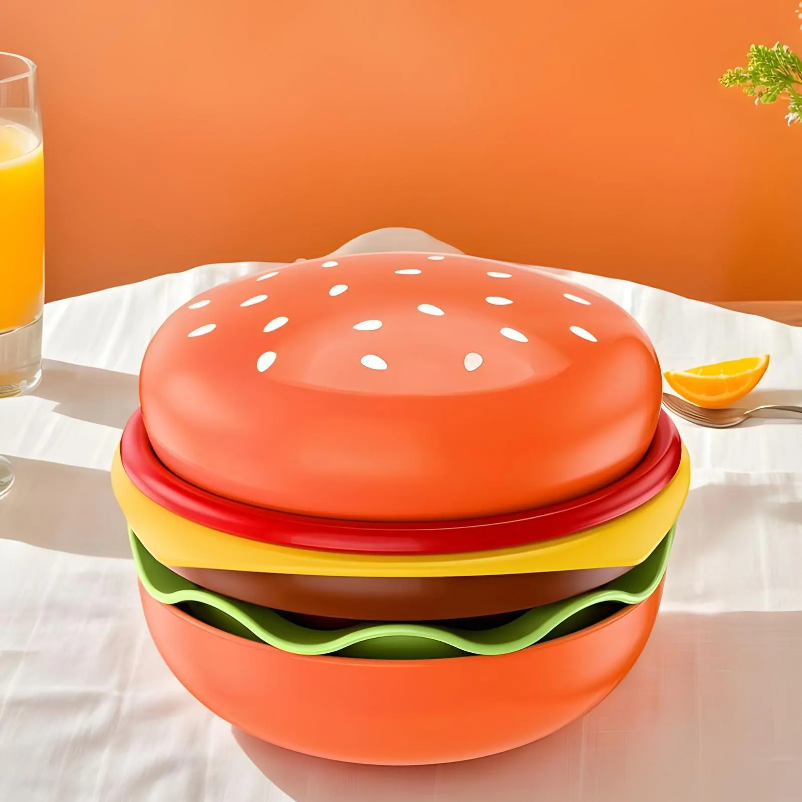 Cute Plates Hamburger-Shaped Dip Dish Multi-functional Dinnerware Set Stackable Bowls For Home Kitchen Snack Restaurant Picnic
