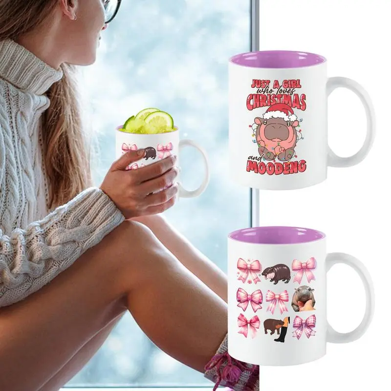 350ml Hippo ceramic mug Animal Coffee Mugs Drink Cup Thailand Hippo Teacup Funny Water Cup Cute Pygmy Hippo Pattern Coffee Cup