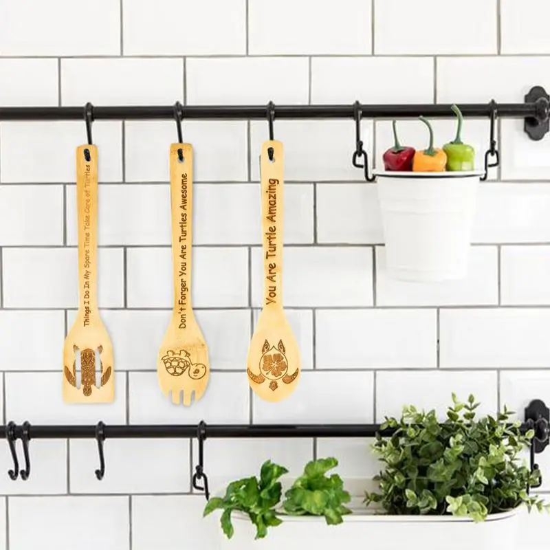 Spatulas For Kitchen Use 5-Piece Cooking Utensil Set Wooden Ladle Cooking Spoon Set Funny Cookware Utensil Set For Home Kitchen