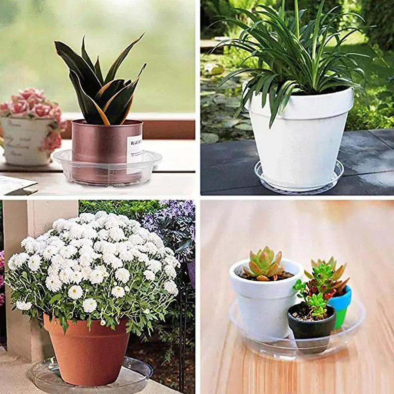 5pcs transparent Plant Pot Tray Flower Pot Trays Plant Saucer Pot Trays Plants Flower Pot Plates Round Flower Saucer Drip Tray