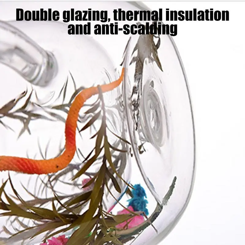 Double Wall Glass Cup  Dry Flowers Insulated Flowers Espresso Cup Coffee Mugs  Duals Layered Glass Cups Dried Flowers Bottle