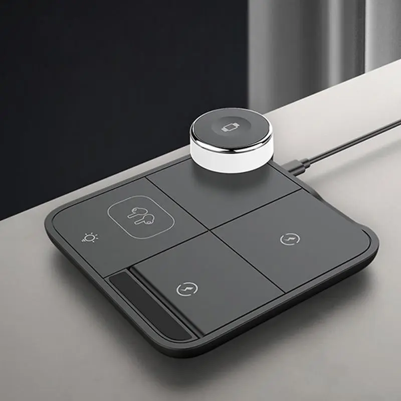 4 In 1 Magnetic Charging Station Foldable Magnetic Phone Charger Adapter Cell Phone Tablet Watch Charger With Light For Outdoor