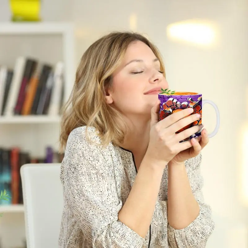 Travel Coffee Mug Flat 3D Effect 350ml Ball Tumbler Coffee Mug Novelty Vivid Colors Ceramic Mug For Coffee Tea Hot Chocolate