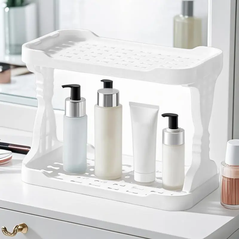 Organizer For Vanity Kitchen Counter Holder Double-Layer Seasoning Bottle Holder Desktop Toiletry Organizer For Bathroom Bedroom