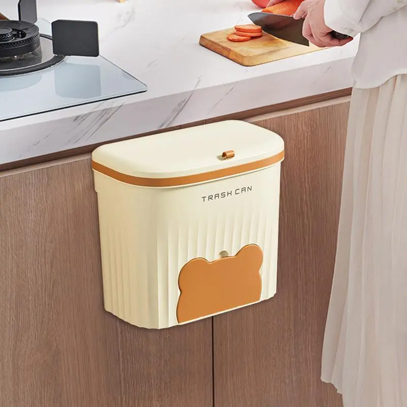 Camping Trash Can Hangable Kitchen Garbage Can With Lid Trash Bag Storage Compartment Design Waste Basket For Cabinet Bathroom