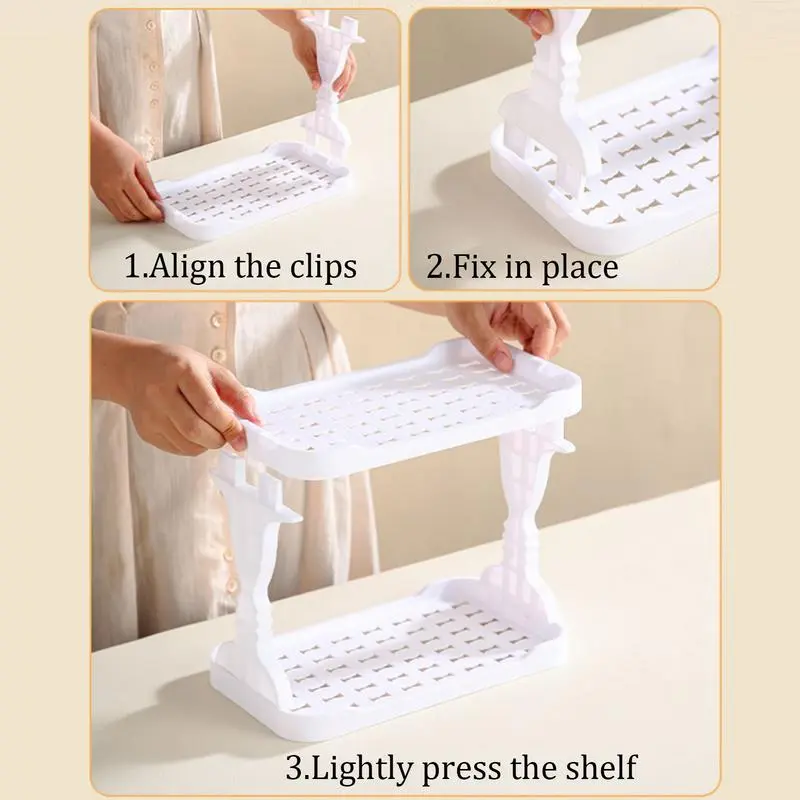 Organizer For Vanity Kitchen Counter Holder Double-Layer Seasoning Bottle Holder Desktop Toiletry Organizer For Bathroom Bedroom