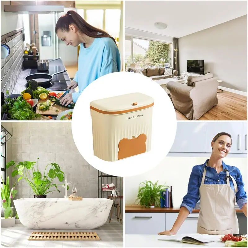 Camping Trash Can Hangable Kitchen Garbage Can With Lid Trash Bag Storage Compartment Design Waste Basket For Cabinet Bathroom