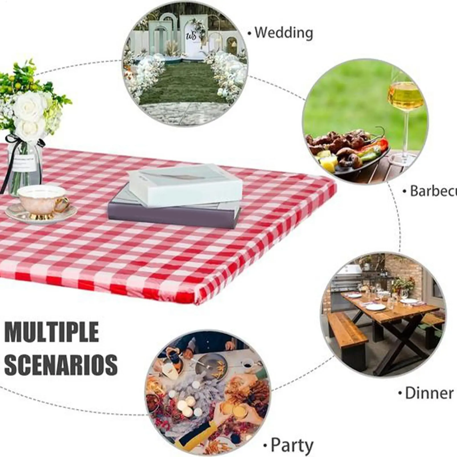 Picnic Table Cloth Picnic Table Covers With Bench Covers Red White Grid Tablecloth Protector Guards For Outdoor Dining BBQ