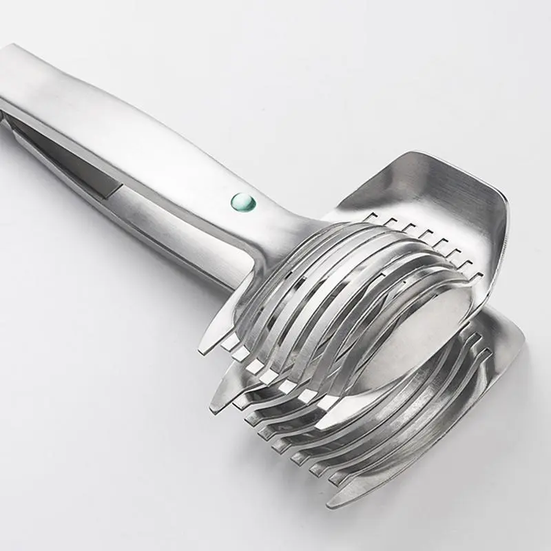 Lemon Cutter With Handle Stainless Multipurpose Handheld Round Fruit Tongs Egg Tomato Kiwi Slicer For Getting Even Slices