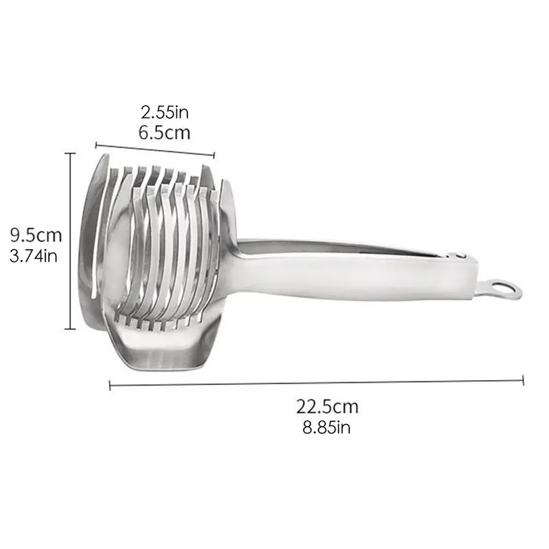 Lemon Cutter With Handle Stainless Multipurpose Handheld Round Fruit Tongs Egg Tomato Kiwi Slicer For Getting Even Slices