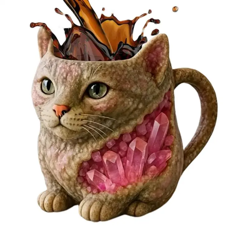 Cat Coffee Mug Animal Shape Resin Water Mugs Cartoon Cat Drinkware Aesthetic Drinking Cups Heat Resistant Milk Coffee Mug