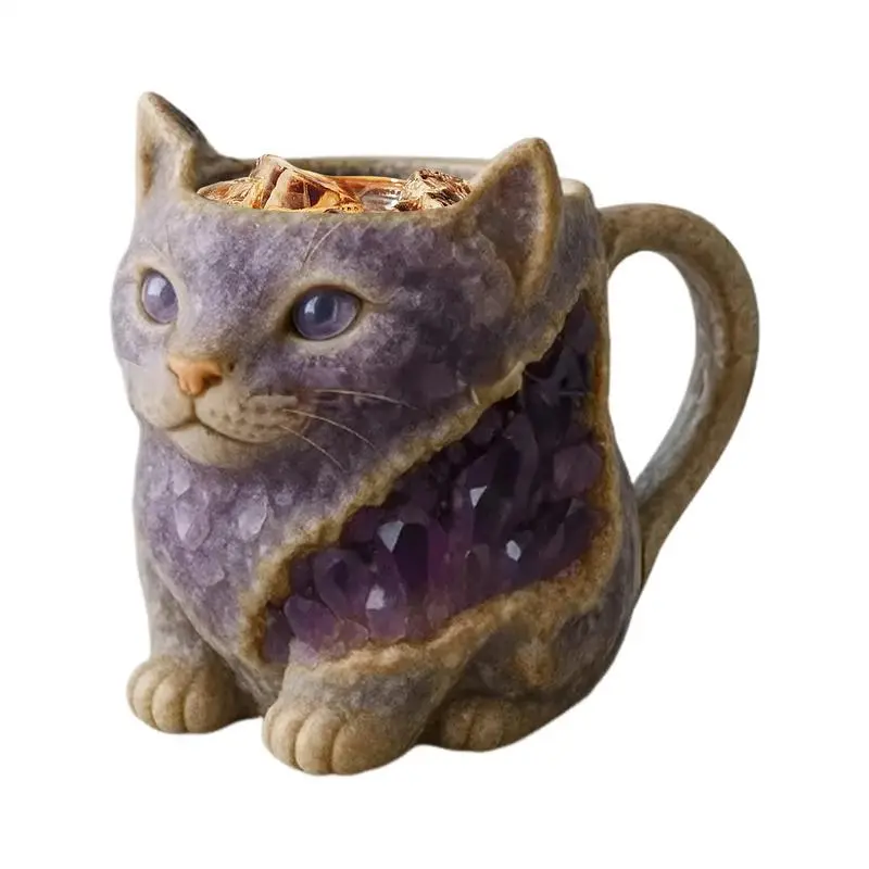 Cat Coffee Mug Animal Shape Resin Water Mugs Cartoon Cat Drinkware Aesthetic Drinking Cups Heat Resistant Milk Coffee Mug