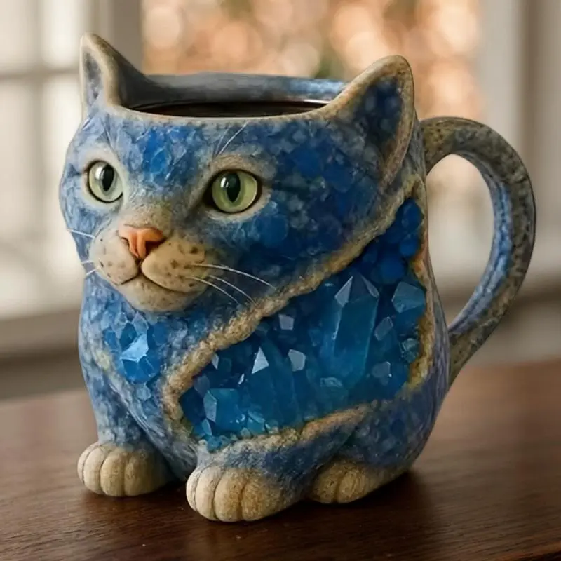 Cat Coffee Mug Animal Shape Resin Water Mugs Cartoon Cat Drinkware Aesthetic Drinking Cups Heat Resistant Milk Coffee Mug