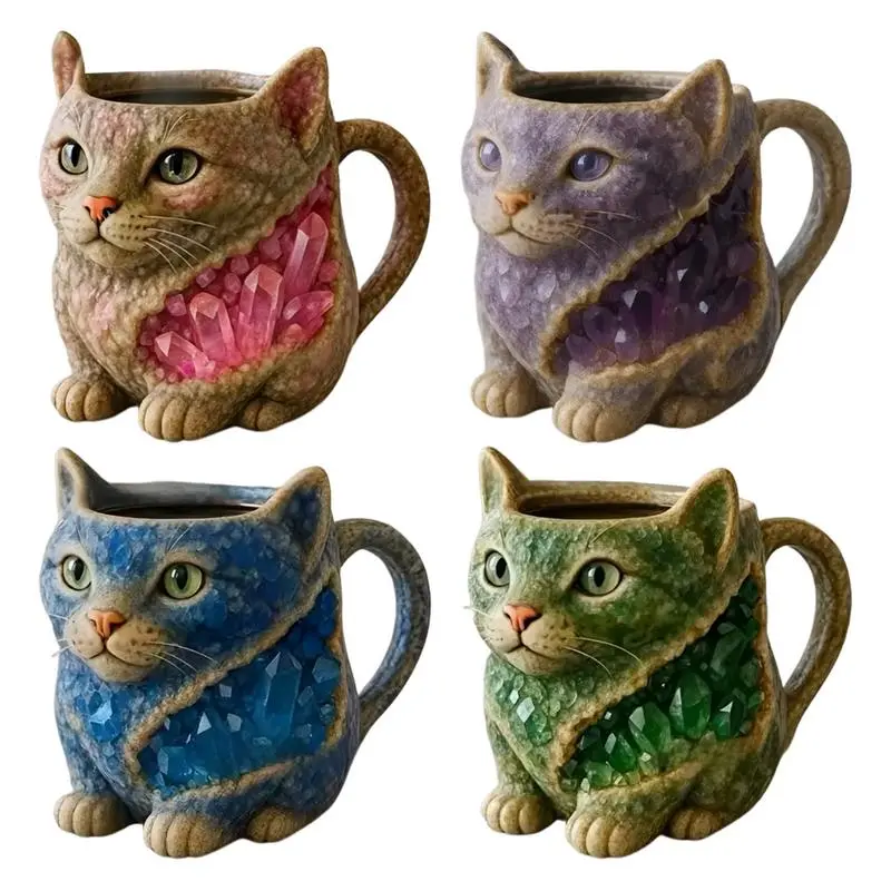Cat Coffee Mug Animal Shape Resin Water Mugs Cartoon Cat Drinkware Aesthetic Drinking Cups Heat Resistant Milk Coffee Mug
