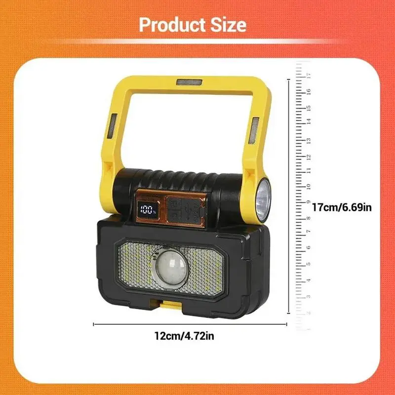LED Work Light Handheld Car Repair Flashlight Long-lasting Rechargeable Solar Work Light For Workshop Garden RV Backyard Patio