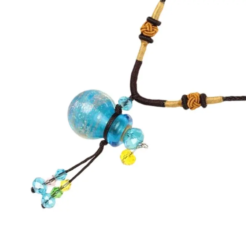 Perfume Bottle Necklace Gourd Pendant Necklace Round Diffuser Perfume Pendant Necklace Oil Aromatherapy Colored Bottle Nedcklace