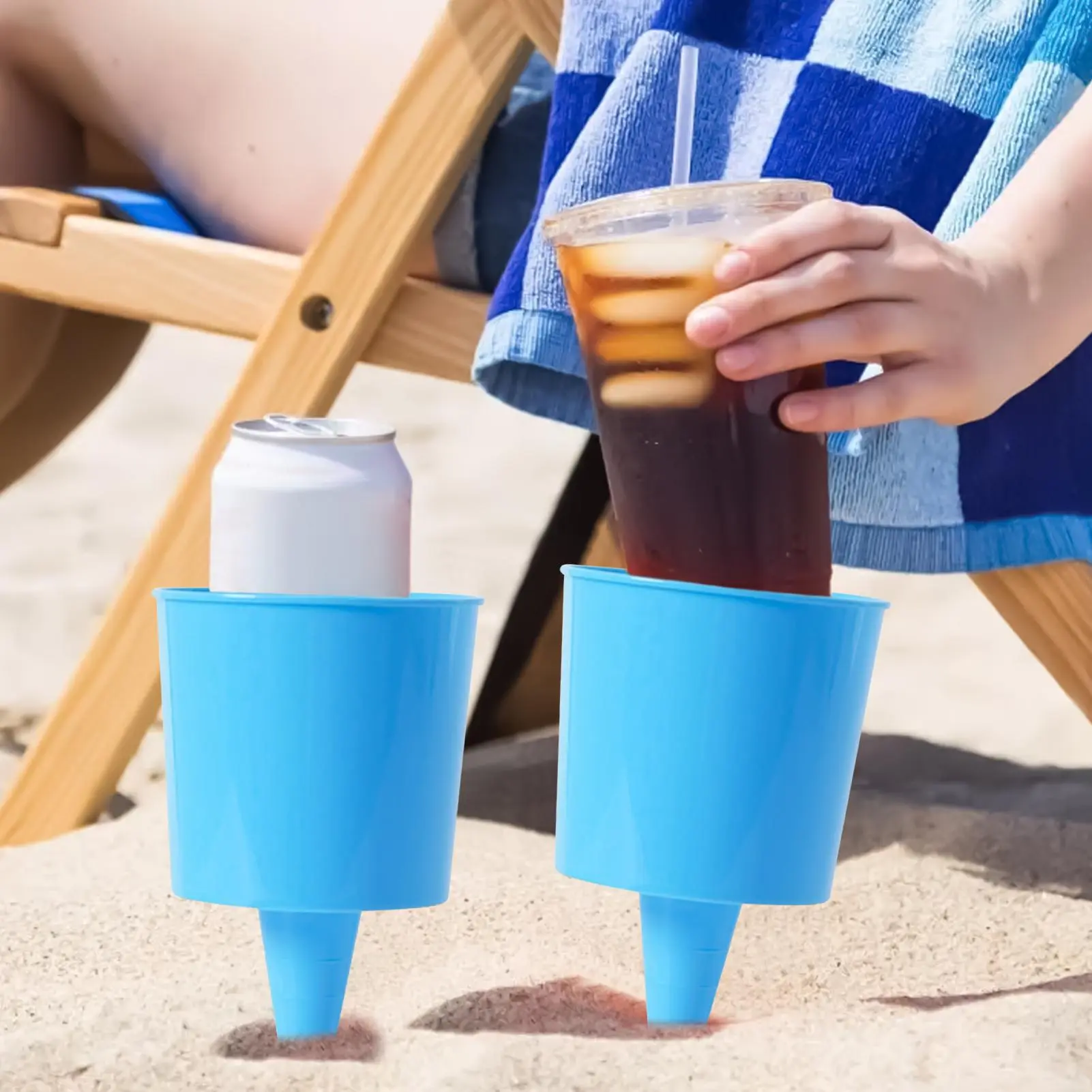 Beach Drink Cup Holder Beach Sand Coaster Cup 4 Pieces Beverage Coasters Camping Trip Gear For Sunscreen Sunglasses Phone