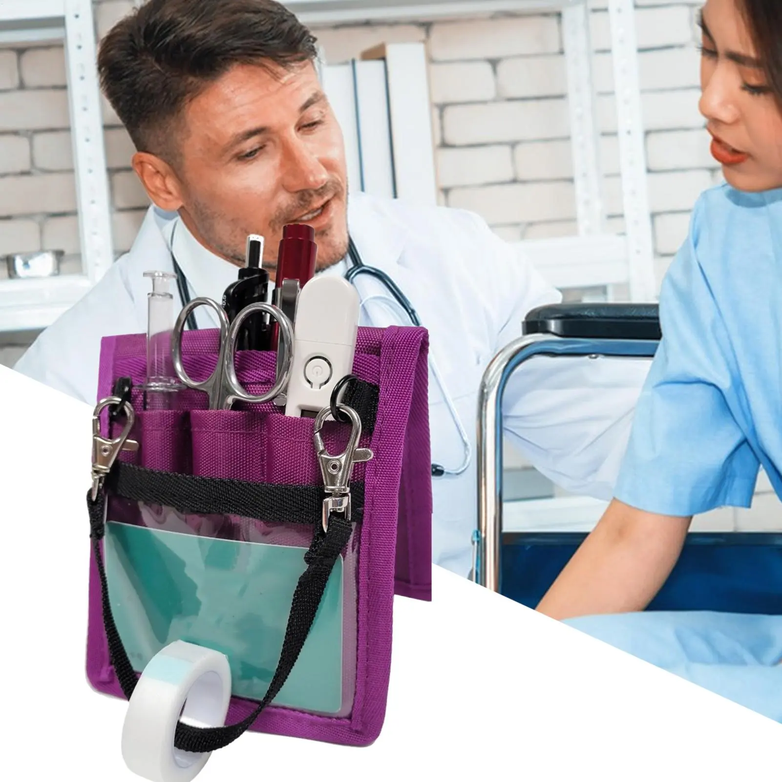 Fanny Pack for Nurses Multi-Compartment Nurse Waist Pouch Organizer Small Waist Belt with Tape Holder Utility Storage Nursing