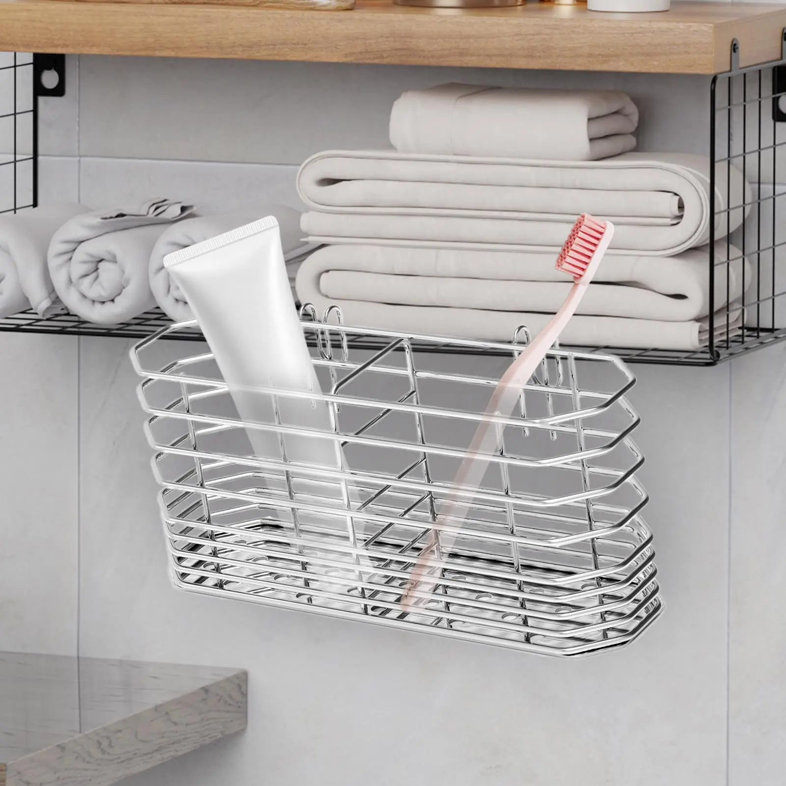 Cutlery Basket Stainless Steel Cutlery Hangable Basket Flatware Drying Rack Fork Drainage Containers For Kitchen Countertops