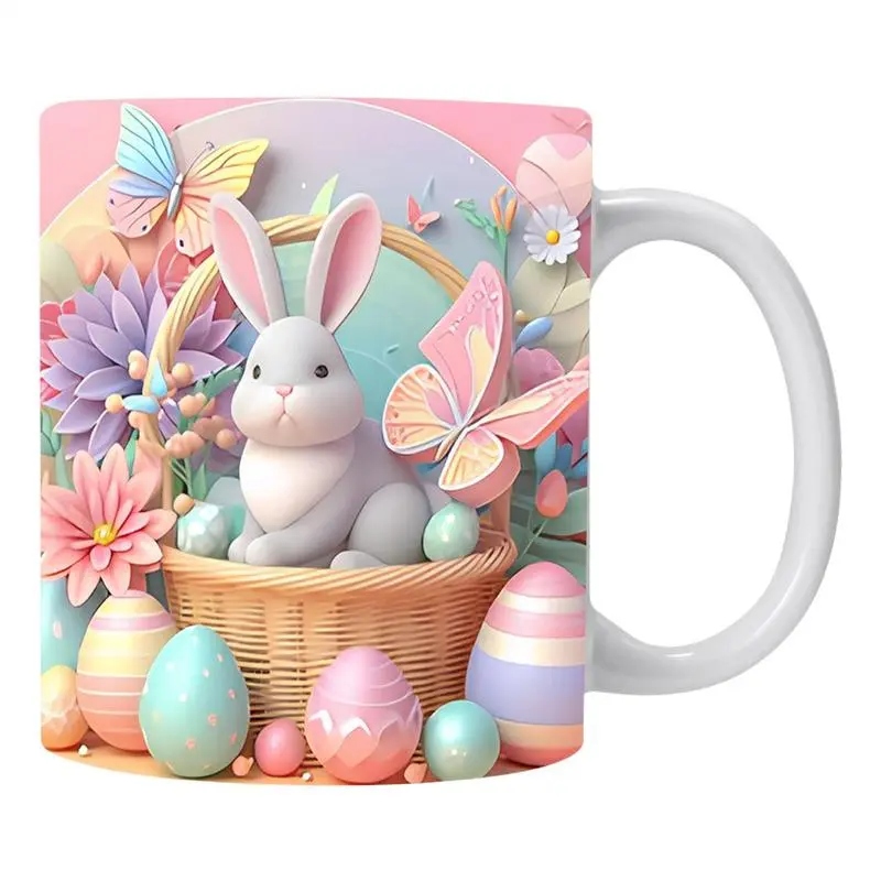 Easter Bunny Coffee Mugs Ceramic Tea Cup Bunny Easter Enamel Mugs Cocoa Chocolate Mug Water Milk Mug Breakfast Juice Cup Tea Mug