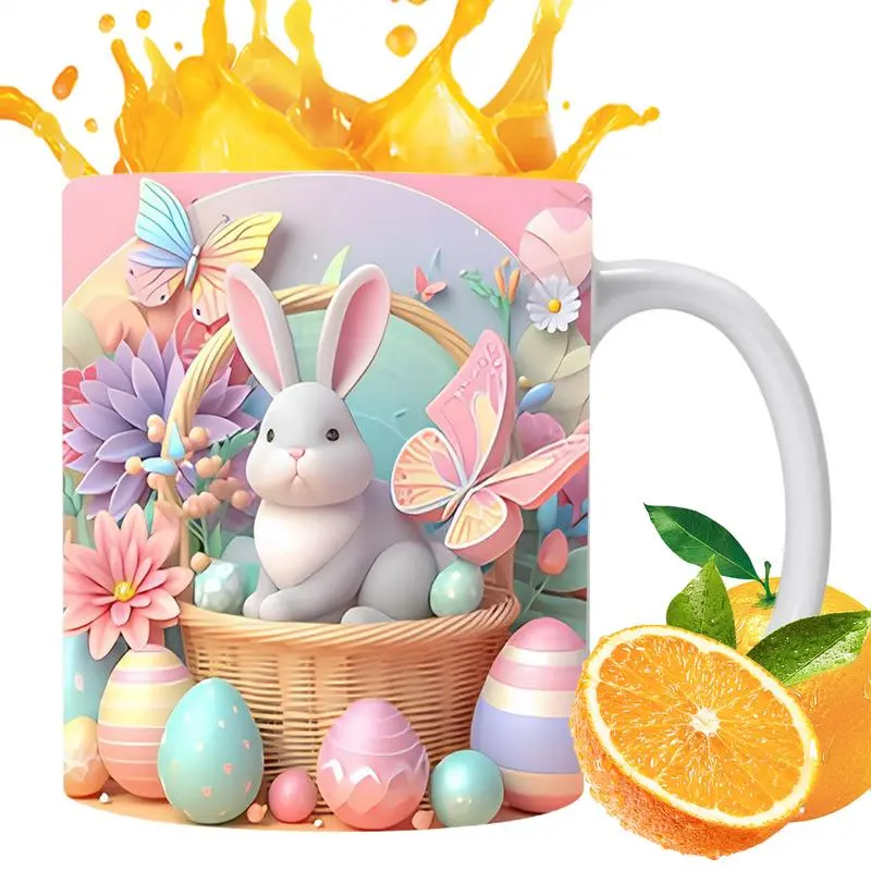 Easter Bunny Coffee Mugs Ceramic Tea Cup Bunny Easter Enamel Mugs Cocoa Chocolate Mug Water Milk Mug Breakfast Juice Cup Tea Mug
