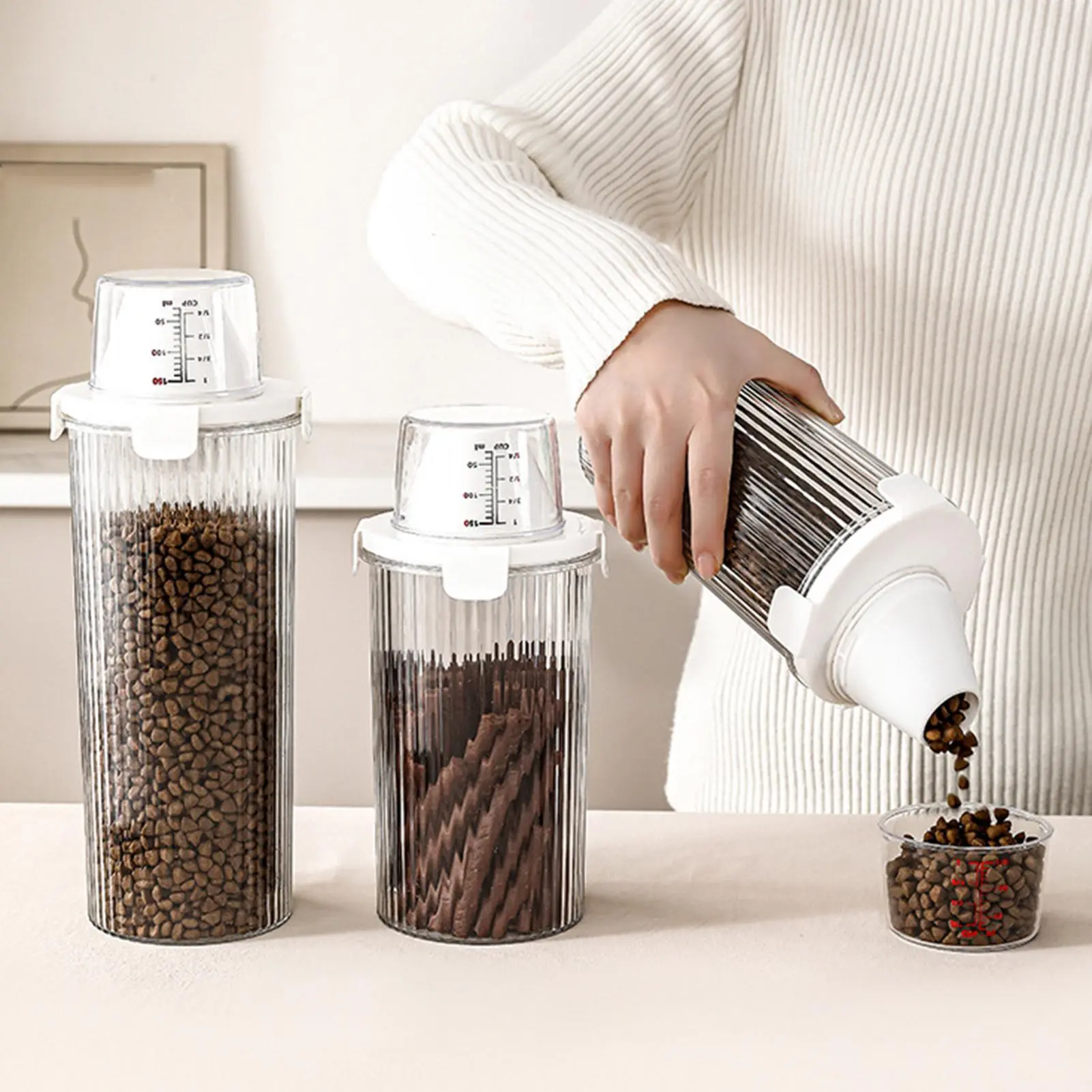 Dog Food Storage Container Large Dog Containers For Food Storage Treat Dispenser With Pour Spout Measuring Cup Organizer Holder