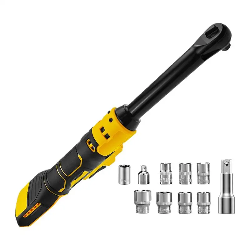 Electric Ratchet Wrench 21V Power Ratchet Wrench Power Tool Drive With Extension Bar Anti-Slip Grip 3/8 In For Automotive Repair
