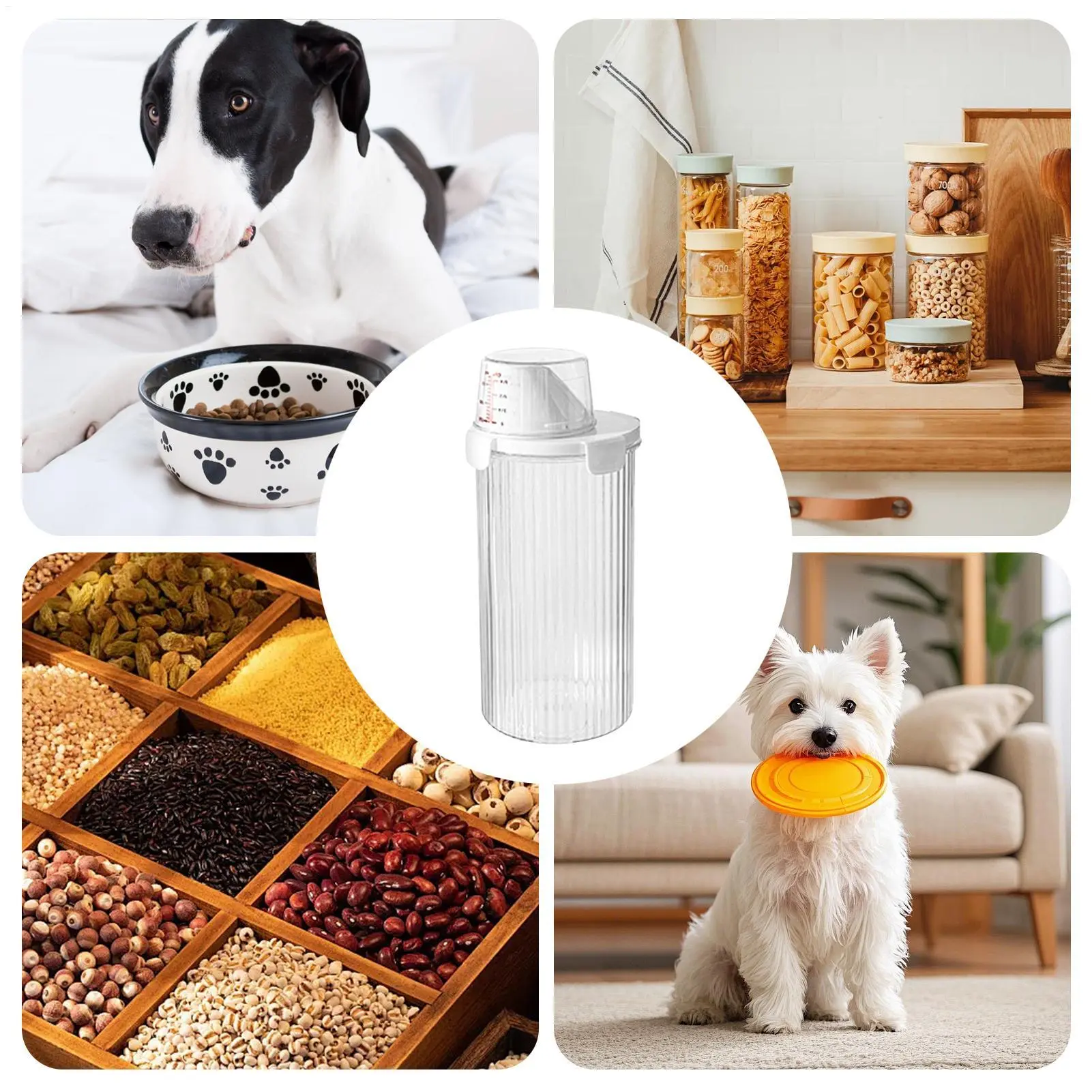 Dog Food Storage Container Large Dog Containers For Food Storage Treat Dispenser With Pour Spout Measuring Cup Organizer Holder