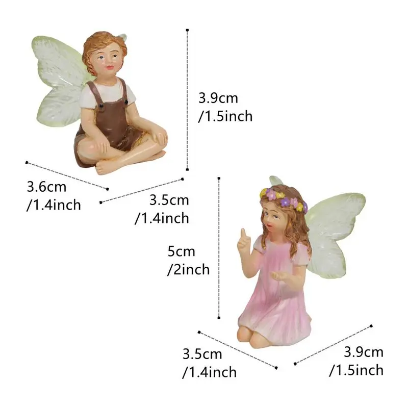 Miniature Fairy Figurines Fairy Garden Accessories Resin Crafts Cute Whispering Fairy Garden Statue Miniature Ornaments Planter