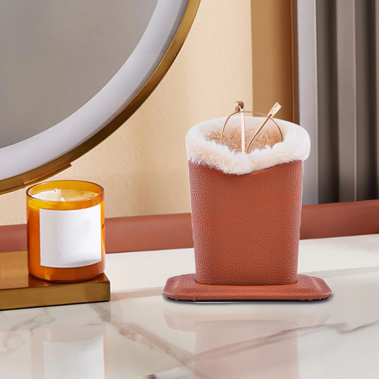 Eye Glass Holder Stands Glasses Storage Holder Plush Lined Anti-Scratch PU Leather Organizer Funny Pouch For Living Room
