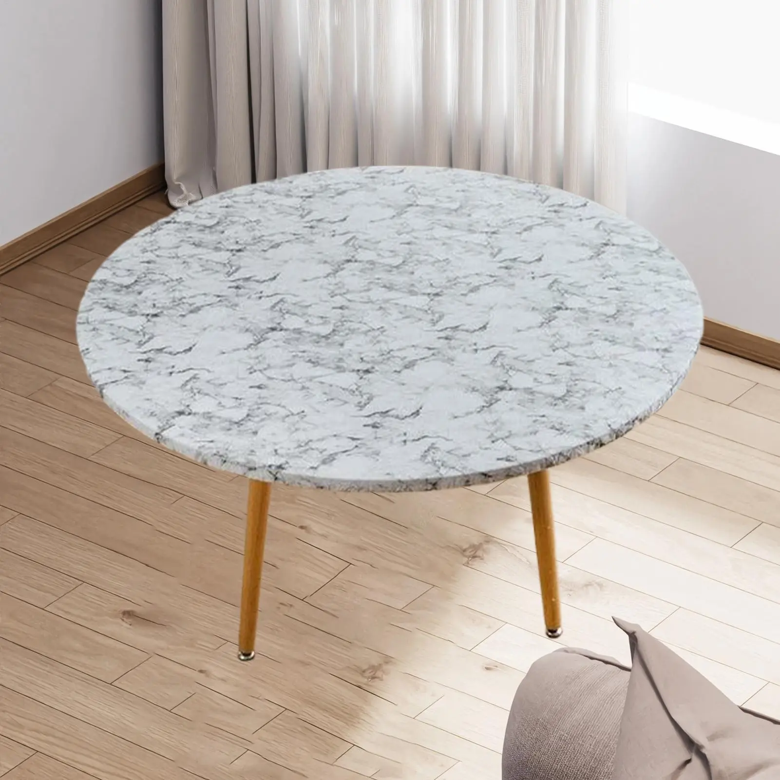 Fitted Tablecloth Round Picnic Table Cloth Stain Resistant Wipe Clean Oil Proof Protector For Picnic Living Room Dining Indoor