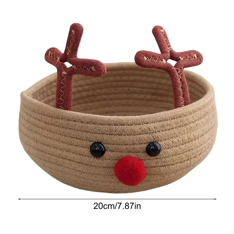 Christmas Basket Elk Cotton Rope Storage Bins Basket Christmas Party Supplies Holiday Decorative Basket Storage Organizer For