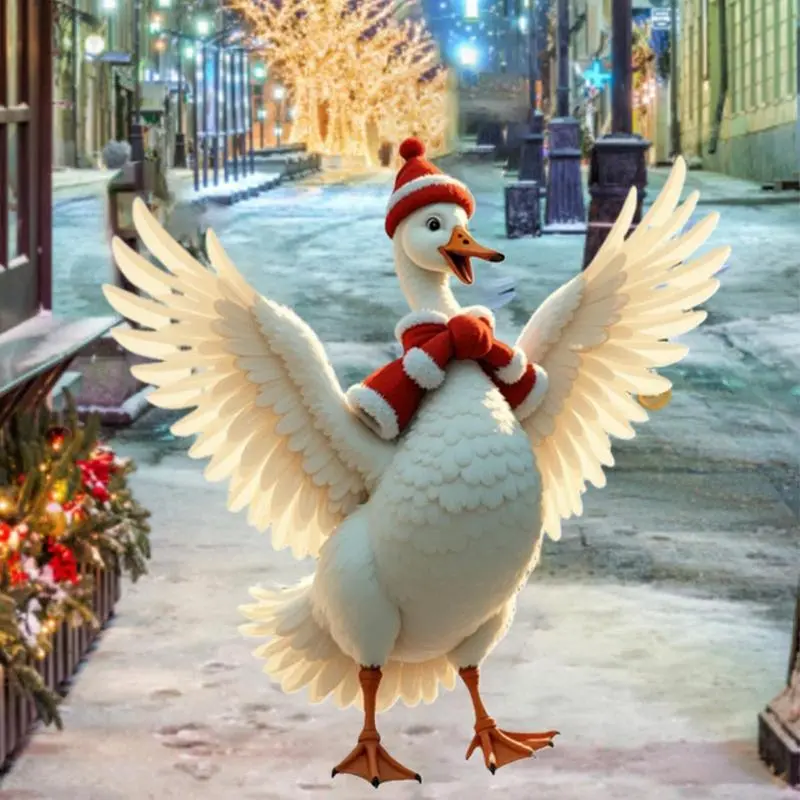 2D Christmas Duck Stake Realistic Animal Yard Ground Plugs Duck Animal Statue Stakes Decorative Figurines Lifelike Duck Statue