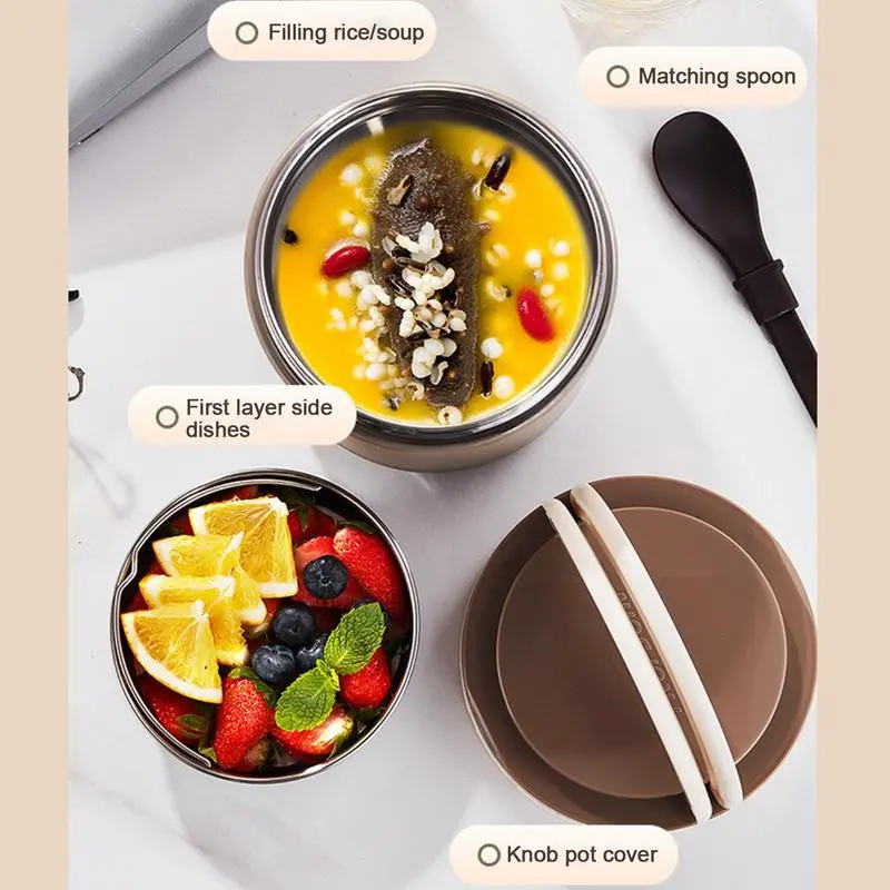 800ML Stainless Steel Insulated Lunch Box Drinking Cup With Spoon Food Thermal Jar Insulated Soup Thermos Breakfast Soup Cup