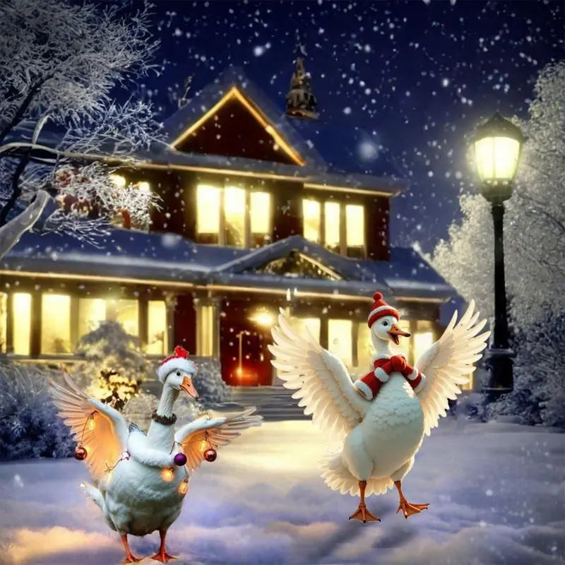 2D Christmas Duck Stake Realistic Animal Yard Ground Plugs Duck Animal Statue Stakes Decorative Figurines Lifelike Duck Statue