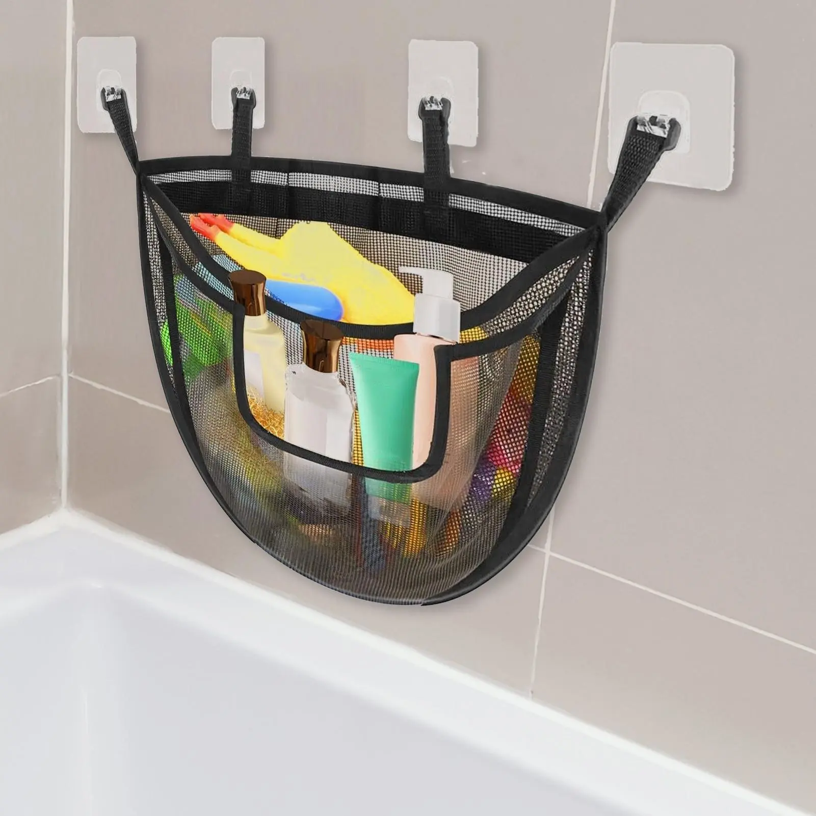 Bath Toys Organizer Quick Release Bathtub Storage With Large Pocket Mesh Baby Bin Basket For Bathroom Kitchen Cupboard Swimming