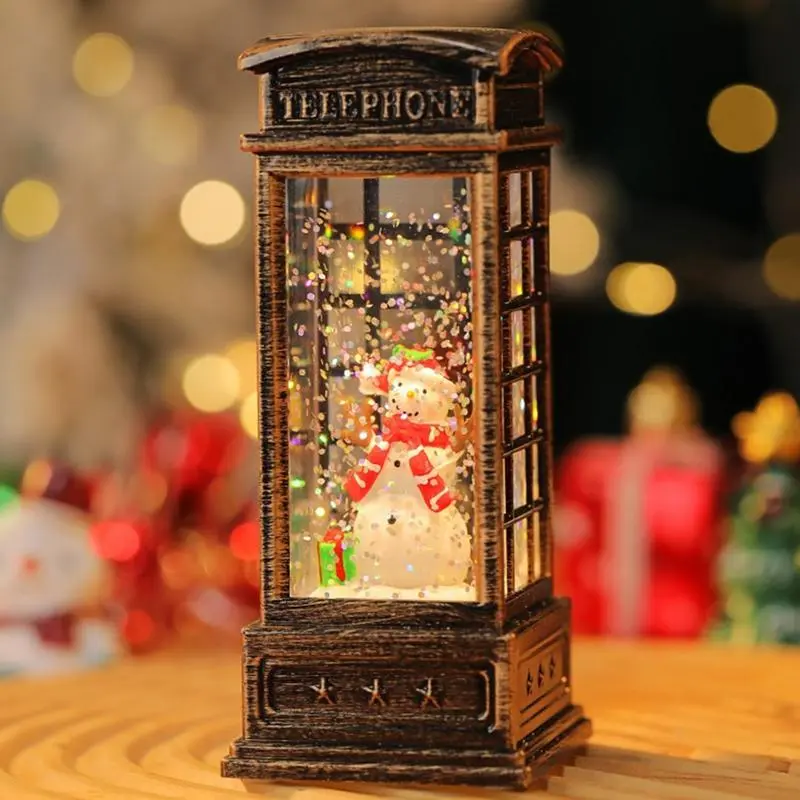 Telephone Booth Light Santa Claus Desk Light Vintage Telephone Booth Santa Claus Night Lamp For Table Desk Dormitory Decor