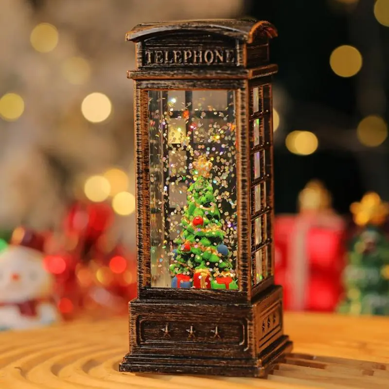 Telephone Booth Light Santa Claus Desk Light Vintage Telephone Booth Santa Claus Night Lamp For Table Desk Dormitory Decor