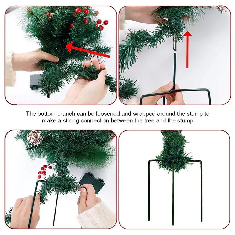 Christmas Tree Garden Lights Battery Operated Yard Lights With 20 LEDs Christmas Decoration With Berries And Pine Cones For Yard