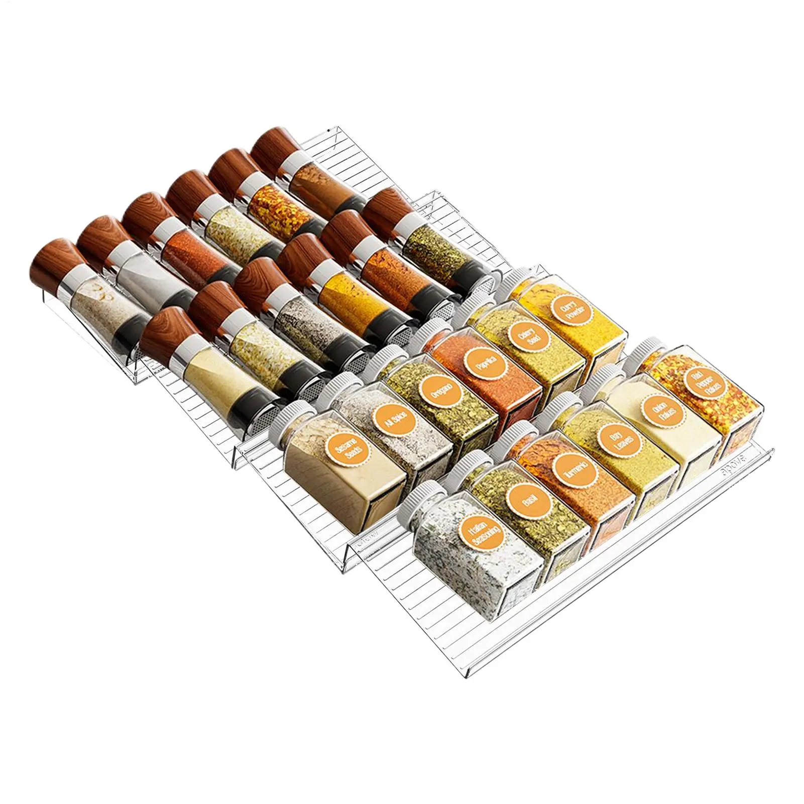 Drawer Seasoning Rack Spices Drawer Organizer 4pcs Space-Saving Cooking Condiment Tray Seasoning Organizer Spices Jars Rack Tray